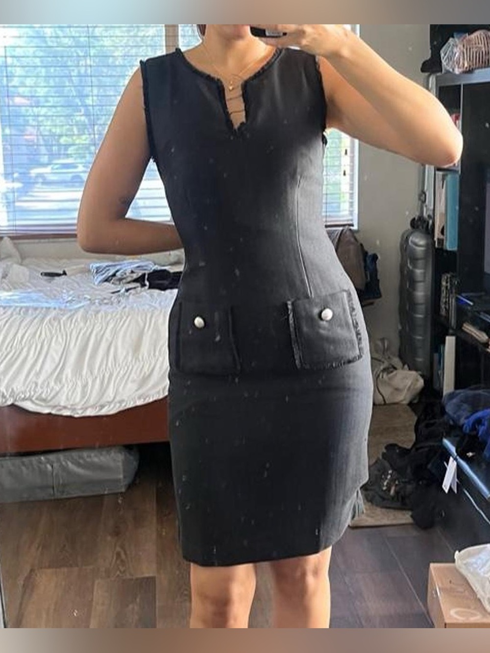 Karl Lagerfield Black Tweed Dress sleeveless mini dress